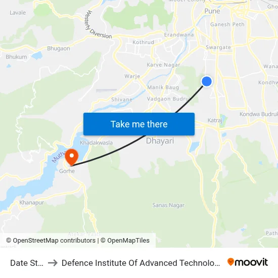 Date Stop to Defence Institute Of Advanced Technology Diat map
