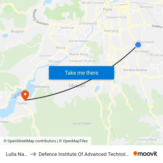 Lulla Nagar to Defence Institute Of Advanced Technology Diat map