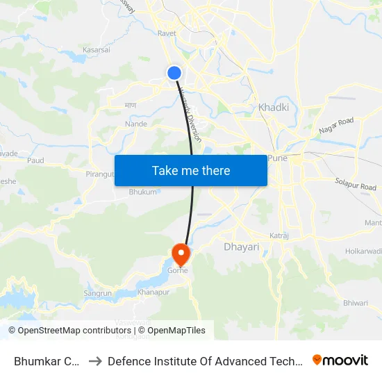 Bhumkar Chowk to Defence Institute Of Advanced Technology Diat map