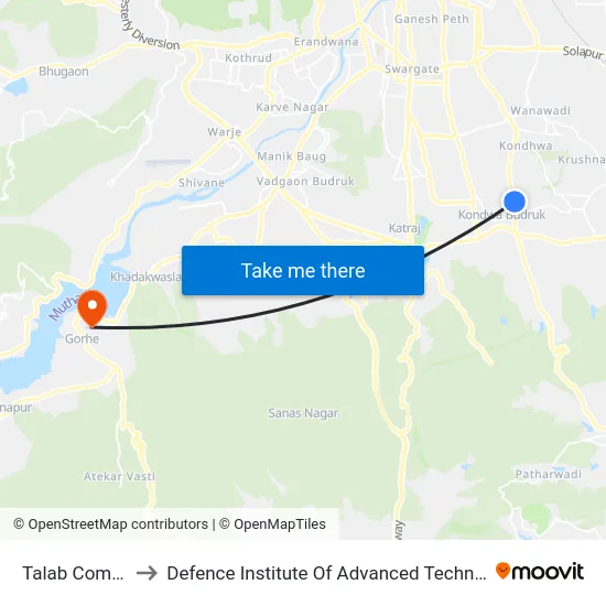 Talab Company to Defence Institute Of Advanced Technology Diat map