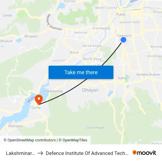 Lakshminarayan to Defence Institute Of Advanced Technology Diat map
