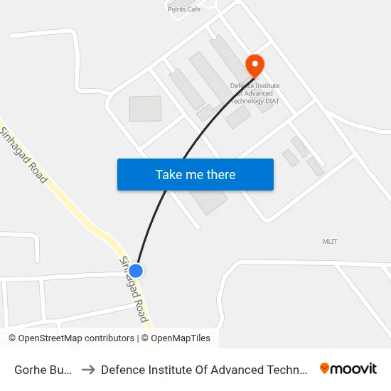 Gorhe Budruk to Defence Institute Of Advanced Technology Diat map