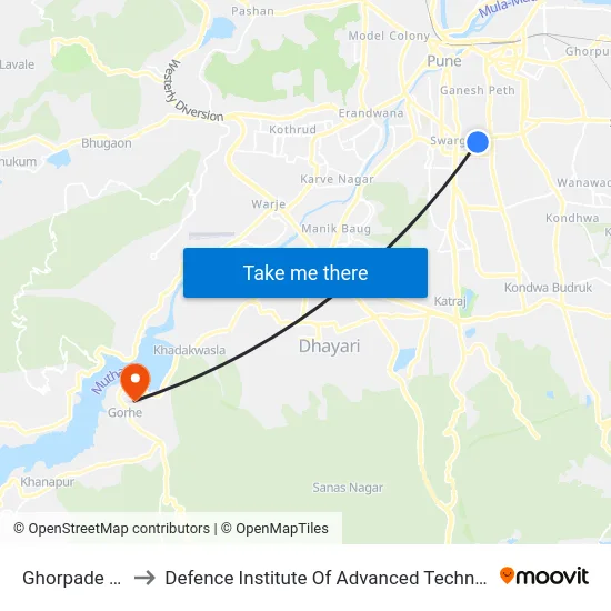 Ghorpade Peth to Defence Institute Of Advanced Technology Diat map