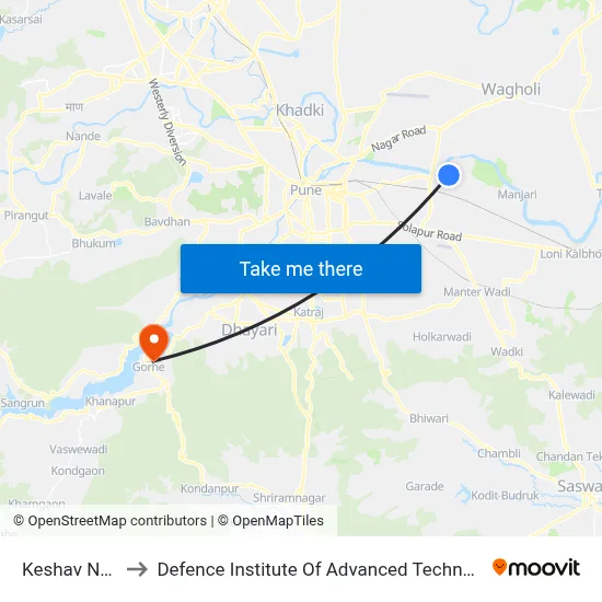 Keshav Nagar to Defence Institute Of Advanced Technology Diat map