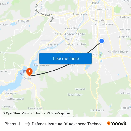 Bharat Jyoti to Defence Institute Of Advanced Technology Diat map
