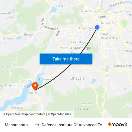 Maharashtra Mandal to Defence Institute Of Advanced Technology Diat map
