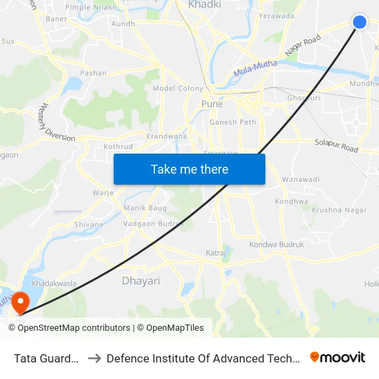 Tata Guardroom to Defence Institute Of Advanced Technology Diat map