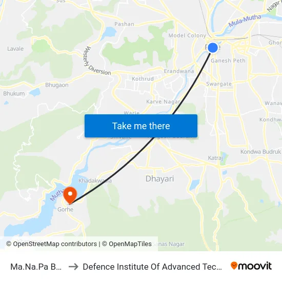 Ma.Na.Pa Bhavan to Defence Institute Of Advanced Technology Diat map