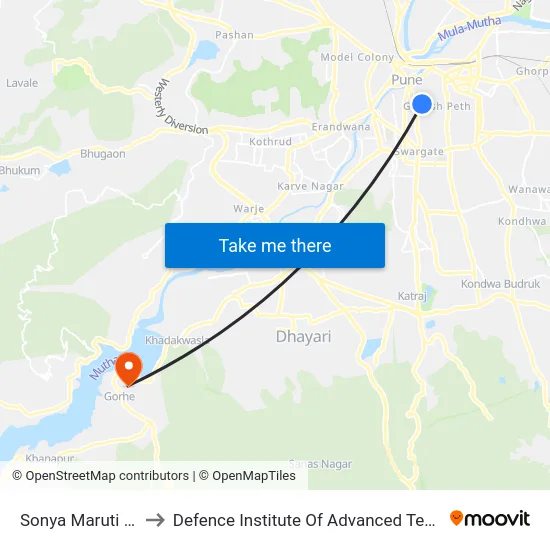 Sonya Maruti Chowk to Defence Institute Of Advanced Technology Diat map