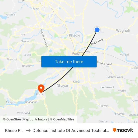 Khese Park to Defence Institute Of Advanced Technology Diat map