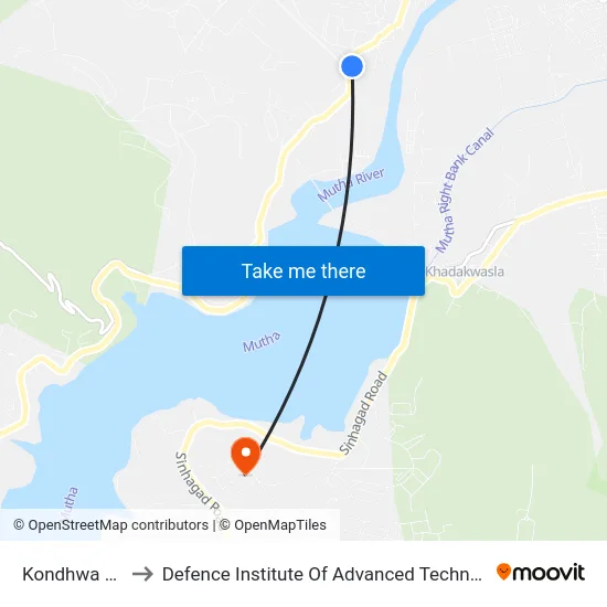 Kondhwa Gate to Defence Institute Of Advanced Technology Diat map