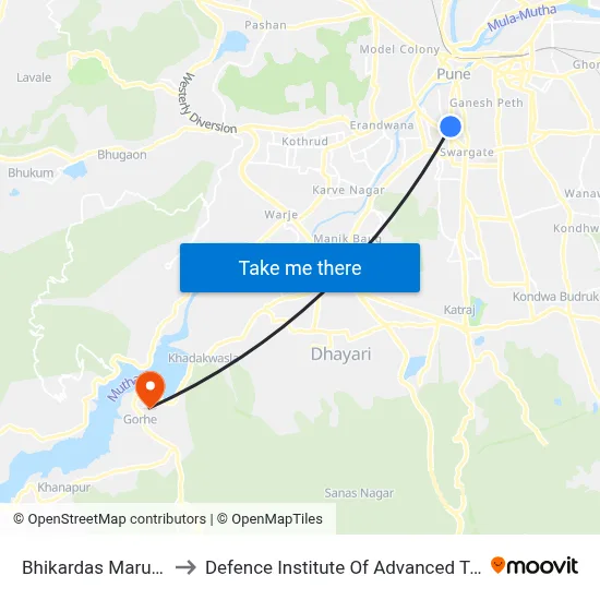 Bhikardas Maruti Mandir to Defence Institute Of Advanced Technology Diat map