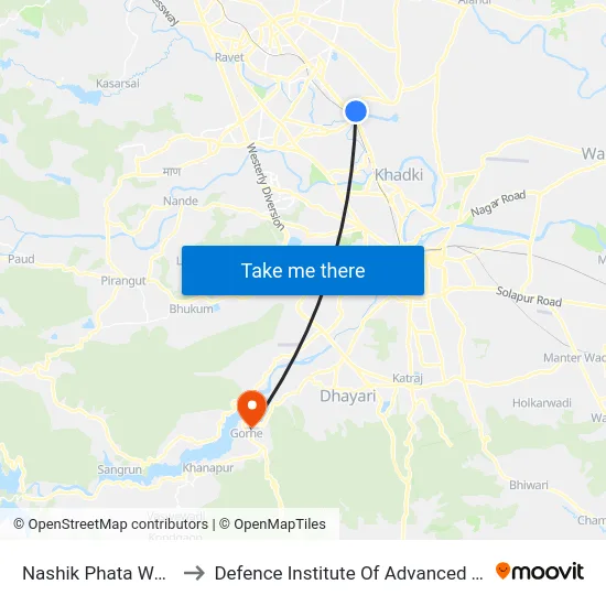 Nashik Phata Wakad Road to Defence Institute Of Advanced Technology Diat map