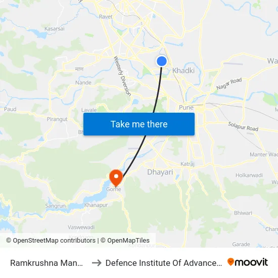 Ramkrushna Mangal Karyalaya to Defence Institute Of Advanced Technology Diat map
