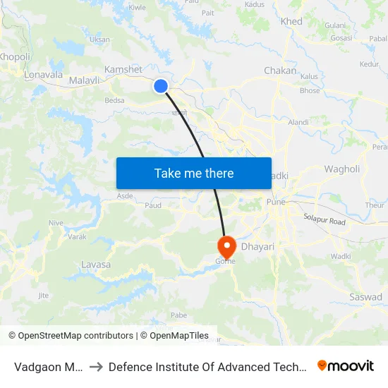 Vadgaon Mawal to Defence Institute Of Advanced Technology Diat map