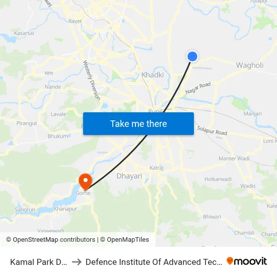 Kamal Park Dhanori to Defence Institute Of Advanced Technology Diat map