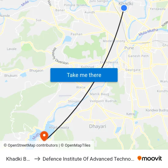 Khadki Bazar to Defence Institute Of Advanced Technology Diat map