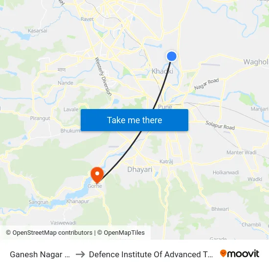 Ganesh Nagar Bopkhel to Defence Institute Of Advanced Technology Diat map