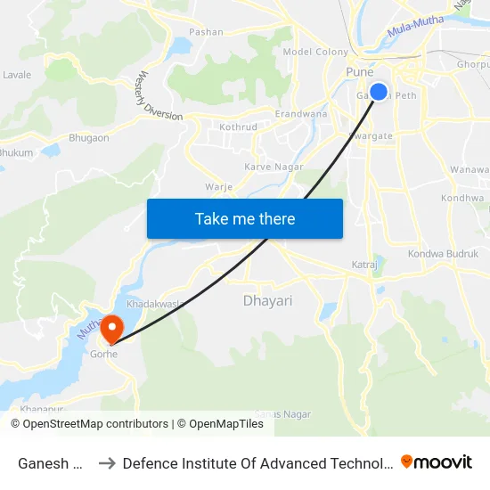 Ganesh Peth to Defence Institute Of Advanced Technology Diat map
