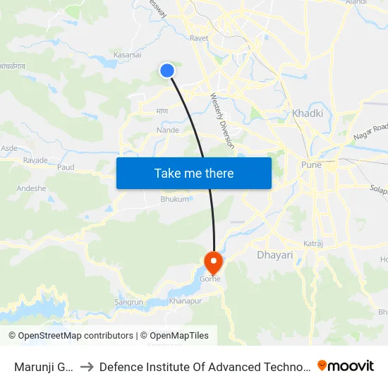 Marunji Gaon to Defence Institute Of Advanced Technology Diat map