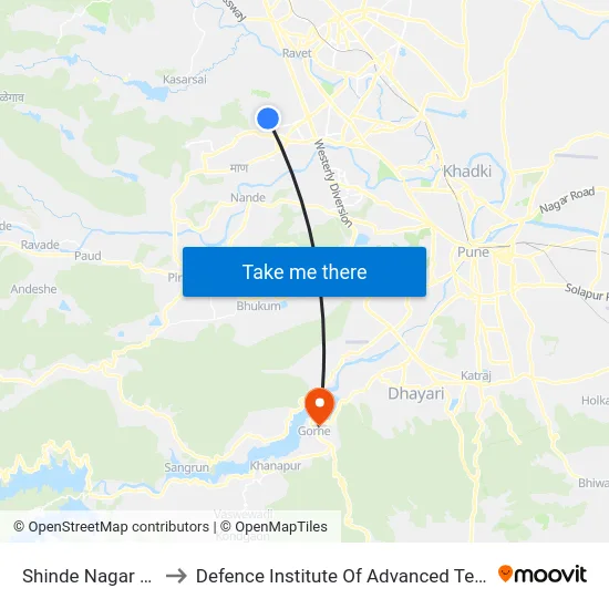 Shinde Nagar Marunji to Defence Institute Of Advanced Technology Diat map