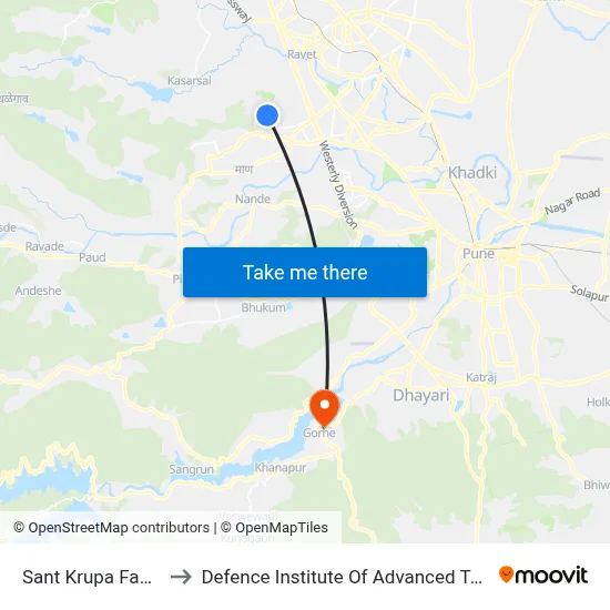 Sant Krupa Fabrication to Defence Institute Of Advanced Technology Diat map