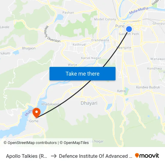 Apollo Talkies (Rastewada) to Defence Institute Of Advanced Technology Diat map