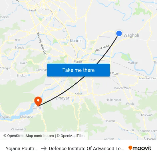 Yojana Poultry Farm to Defence Institute Of Advanced Technology Diat map