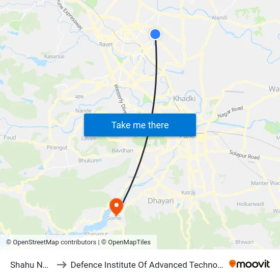 Shahu Nagar to Defence Institute Of Advanced Technology Diat map