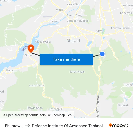 Bhilarewadi to Defence Institute Of Advanced Technology Diat map