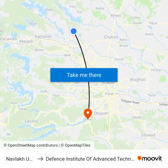 Navlakh Umbre to Defence Institute Of Advanced Technology Diat map