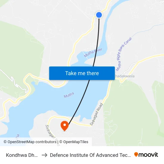 Kondhwa Dhawade to Defence Institute Of Advanced Technology Diat map