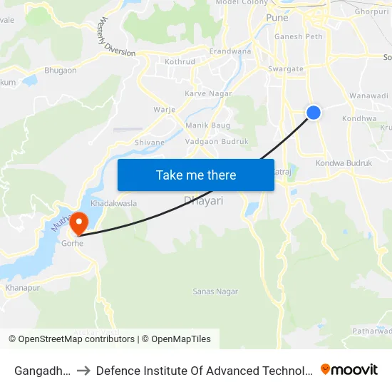 Gangadham to Defence Institute Of Advanced Technology Diat map