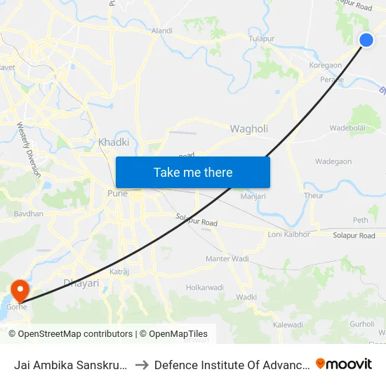 Jai Ambika Sanskrutik Kala Kendra to Defence Institute Of Advanced Technology Diat map