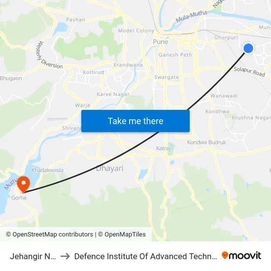 Jehangir Nagar to Defence Institute Of Advanced Technology Diat map