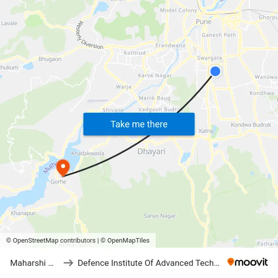 Maharshi Nagar to Defence Institute Of Advanced Technology Diat map