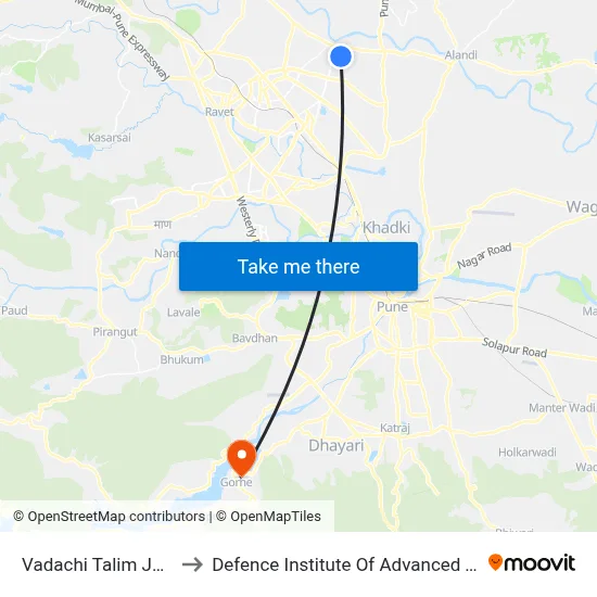 Vadachi Talim Jadhavwadi to Defence Institute Of Advanced Technology Diat map