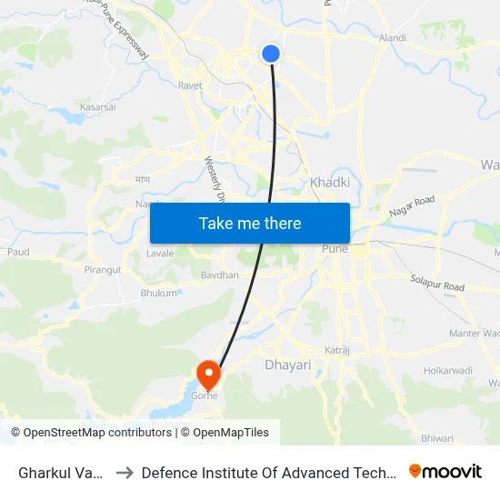 Gharkul Vasahat to Defence Institute Of Advanced Technology Diat map