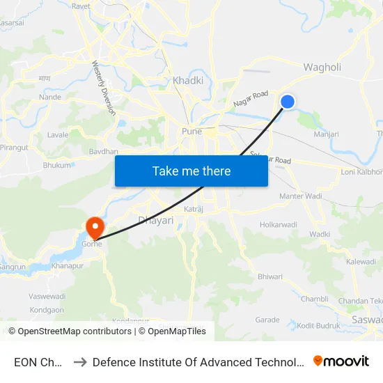 EON Chowk to Defence Institute Of Advanced Technology Diat map