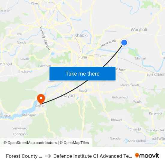 Forest County Society to Defence Institute Of Advanced Technology Diat map