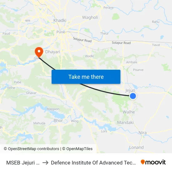 MSEB Jejuri MIDC to Defence Institute Of Advanced Technology Diat map