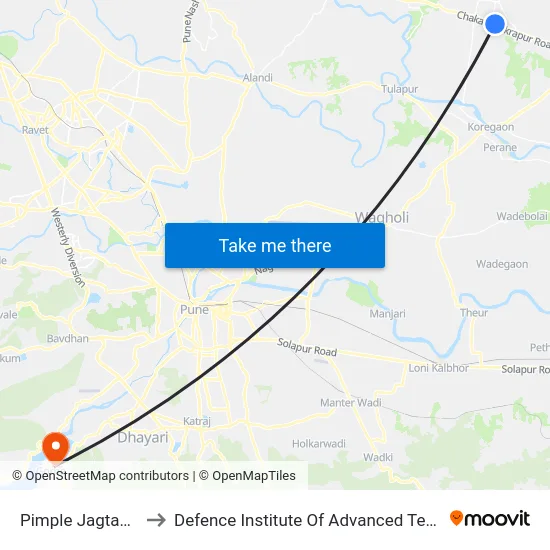 Pimple Jagtap Phata to Defence Institute Of Advanced Technology Diat map