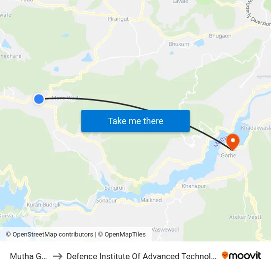 Mutha Gaon to Defence Institute Of Advanced Technology Diat map