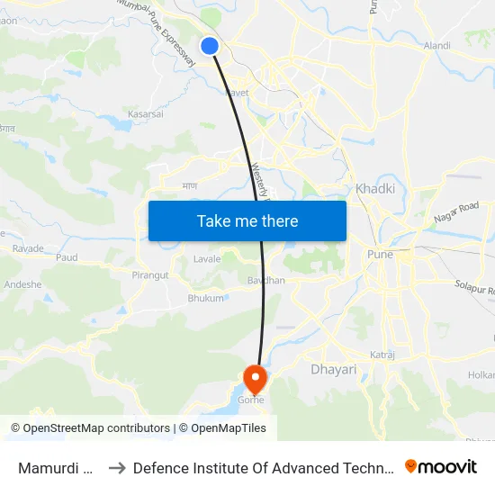 Mamurdi Gaon to Defence Institute Of Advanced Technology Diat map
