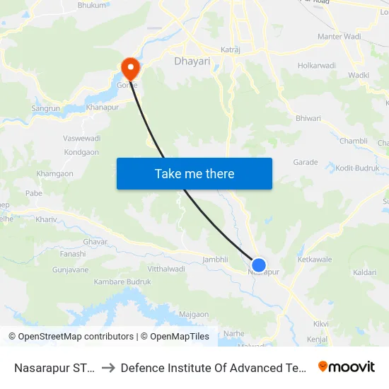 Nasarapur ST Stand to Defence Institute Of Advanced Technology Diat map