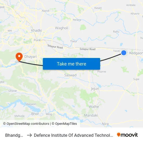 Bhandgaon to Defence Institute Of Advanced Technology Diat map