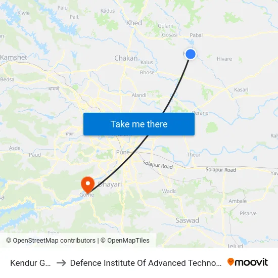 Kendur Gaon to Defence Institute Of Advanced Technology Diat map
