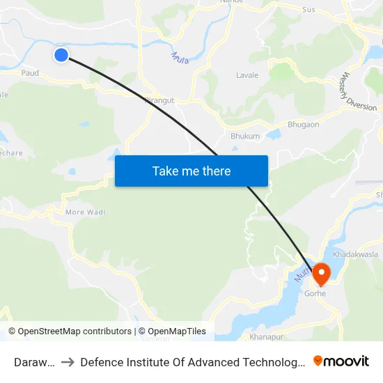 Darawali to Defence Institute Of Advanced Technology Diat map