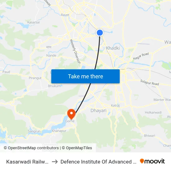 Kasarwadi Railway Station to Defence Institute Of Advanced Technology Diat map