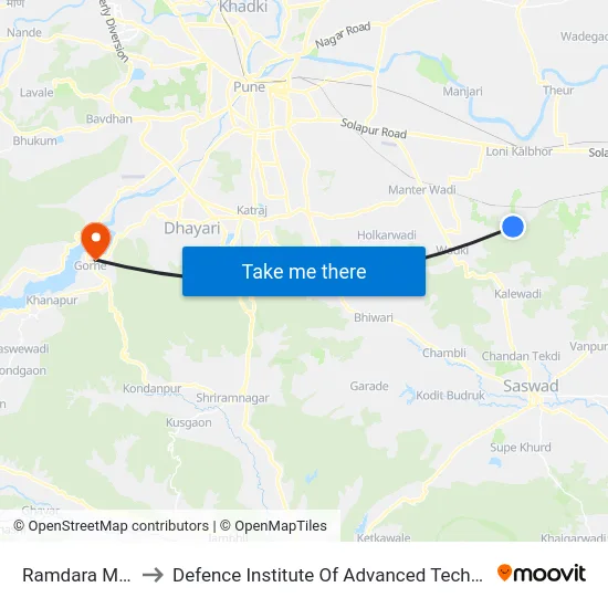 Ramdara Mandir to Defence Institute Of Advanced Technology Diat map